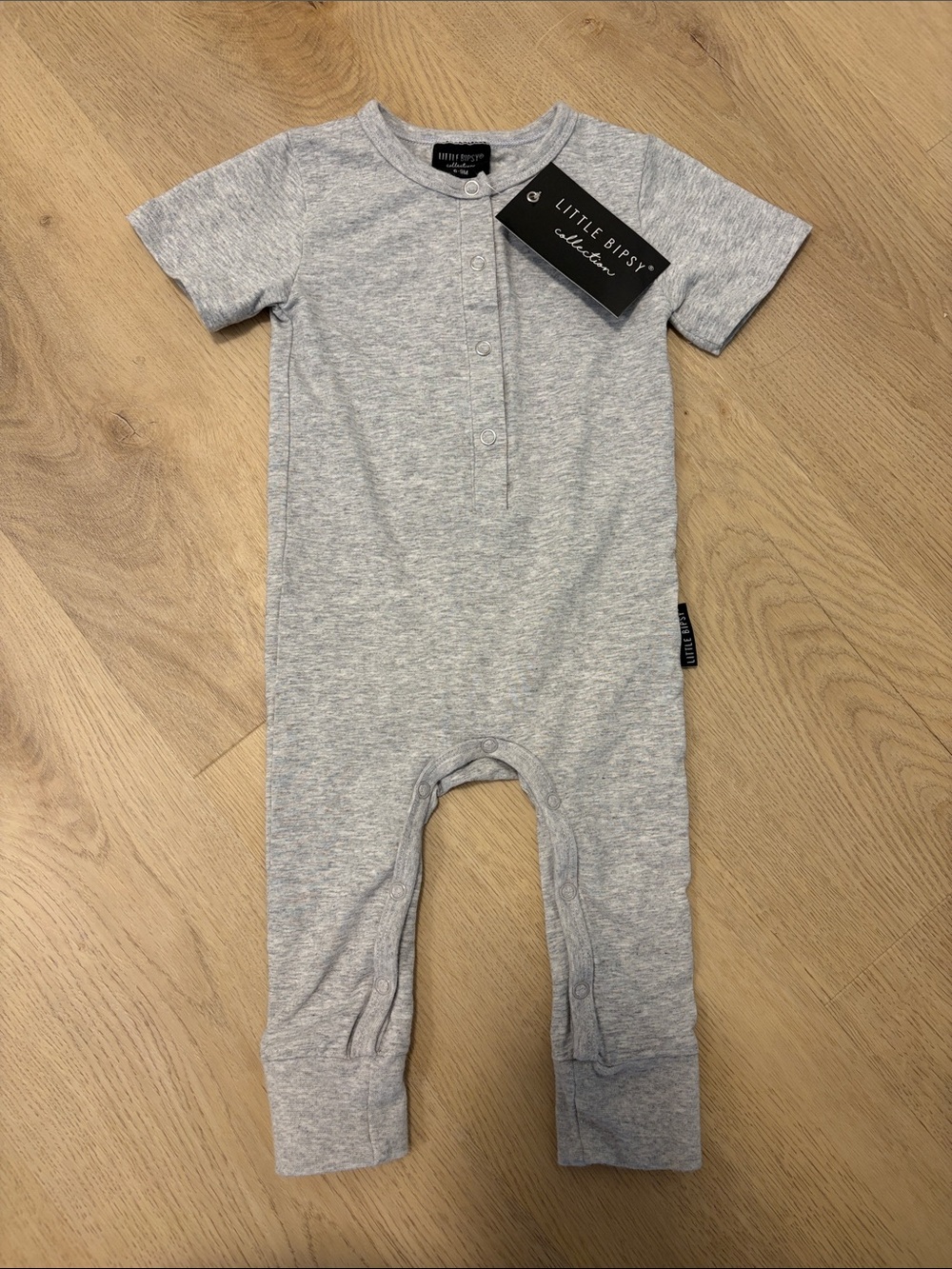 Little Bipsy Light Heather Gray Short-Sleeve Baby One-Piece romper